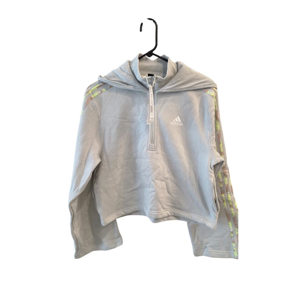 NWT Adidas 3/4 Zip Cropped Pullover Hoodie Size Small W/flare Sleeves.